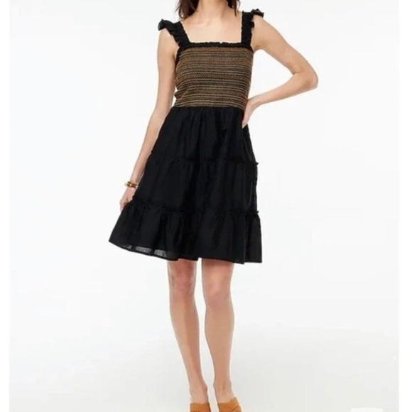 J.Crew Factory smocked flutter strap tiered sundress.  M. Boho western country - Picture 1 of 11